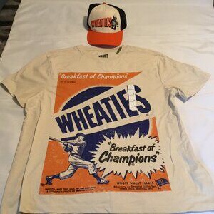 Wheaties Breakfast of Champions Vintage Style Graphic Shirt XL And Hat Lot NWT